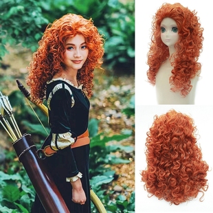 梅莉达公主假发迪士尼苏格兰公主梅丽达cos假毛脏橘色羊毛卷头套