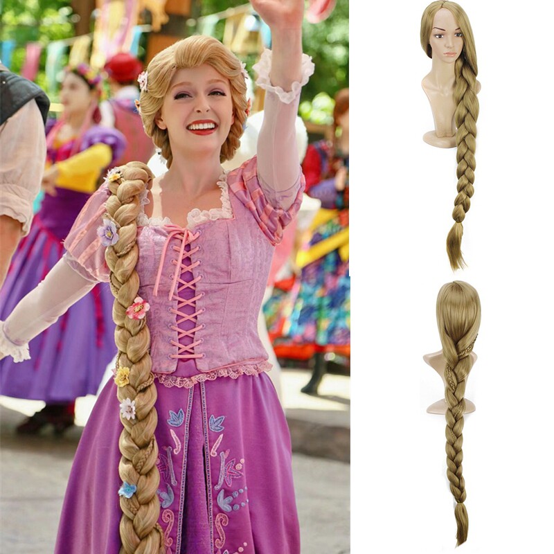 乐佩公主假发cos假毛魔发奇缘中分长发带辫子金色头套 Rapunzel