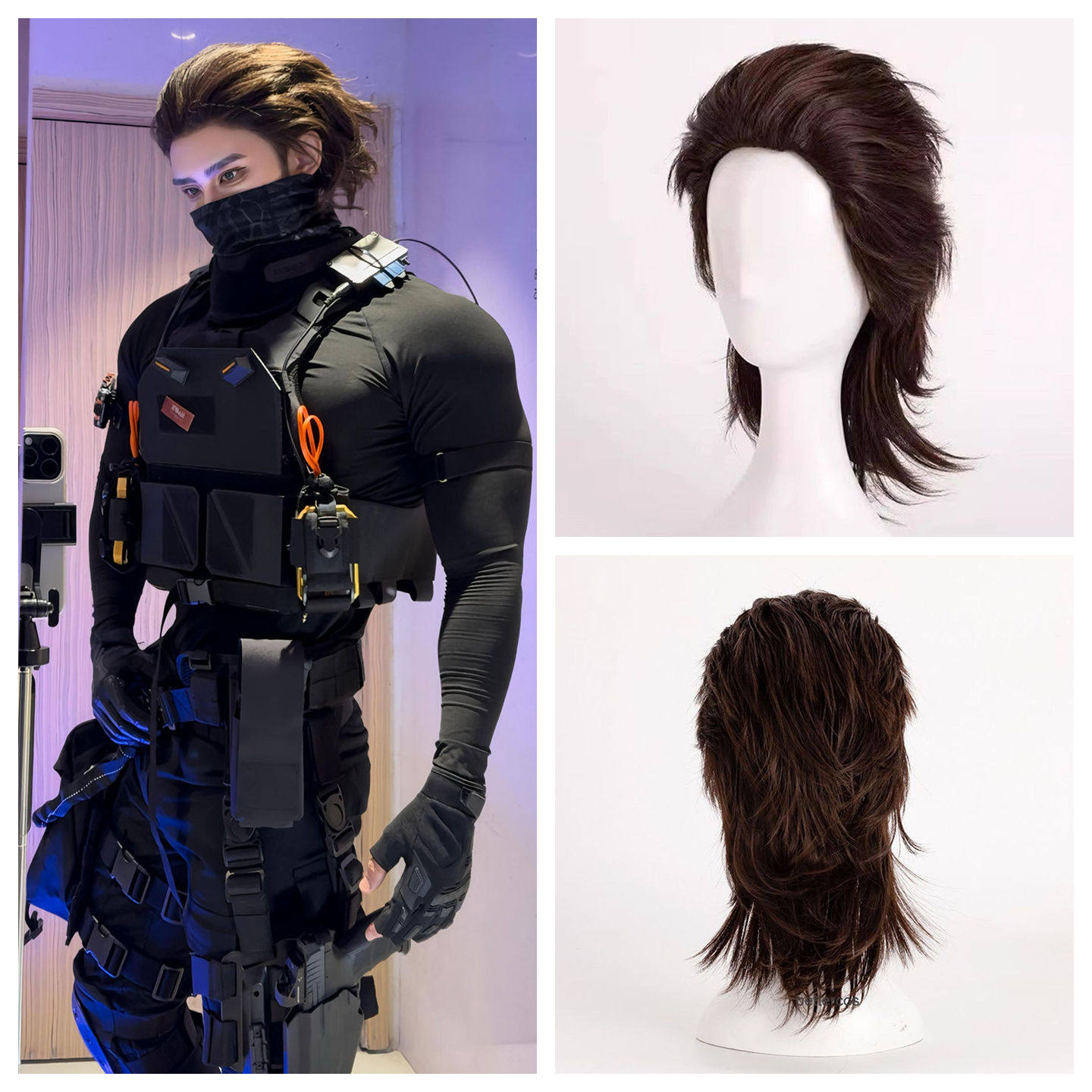 现货 三角洲行动无名cos假发游戏干员无名cosplay棕色假毛 狼尾发