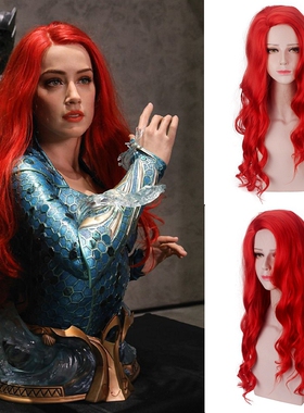 海后湄拉假发电影正义联盟超人前传海王cosplay红色长卷发 Mera