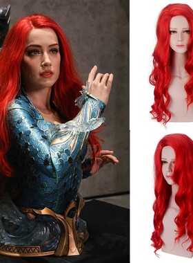 海后湄拉假发电影正义联盟超人前传海王cosplay红色长卷发 Mera