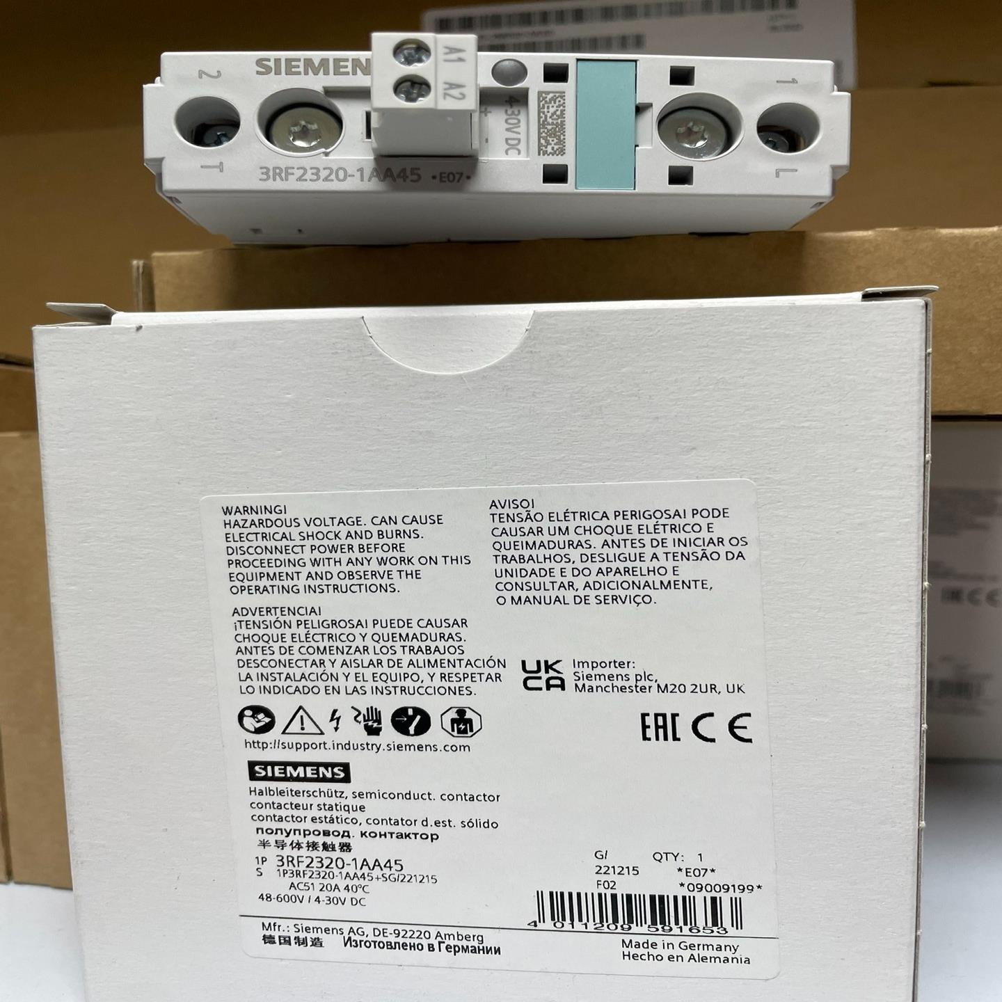 3RF2320-1AA45  单相 3RF2 半导体接触器