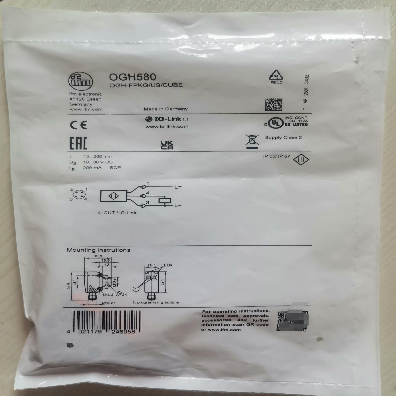 FM 易福门 传感器 OGH580 全新原装