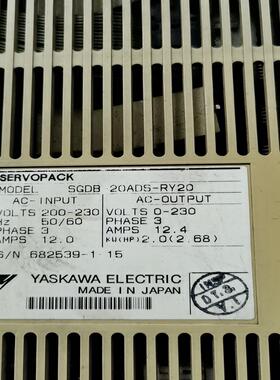 安川伺服驱动器SGDB-20ADS-RY20，电压3相2
