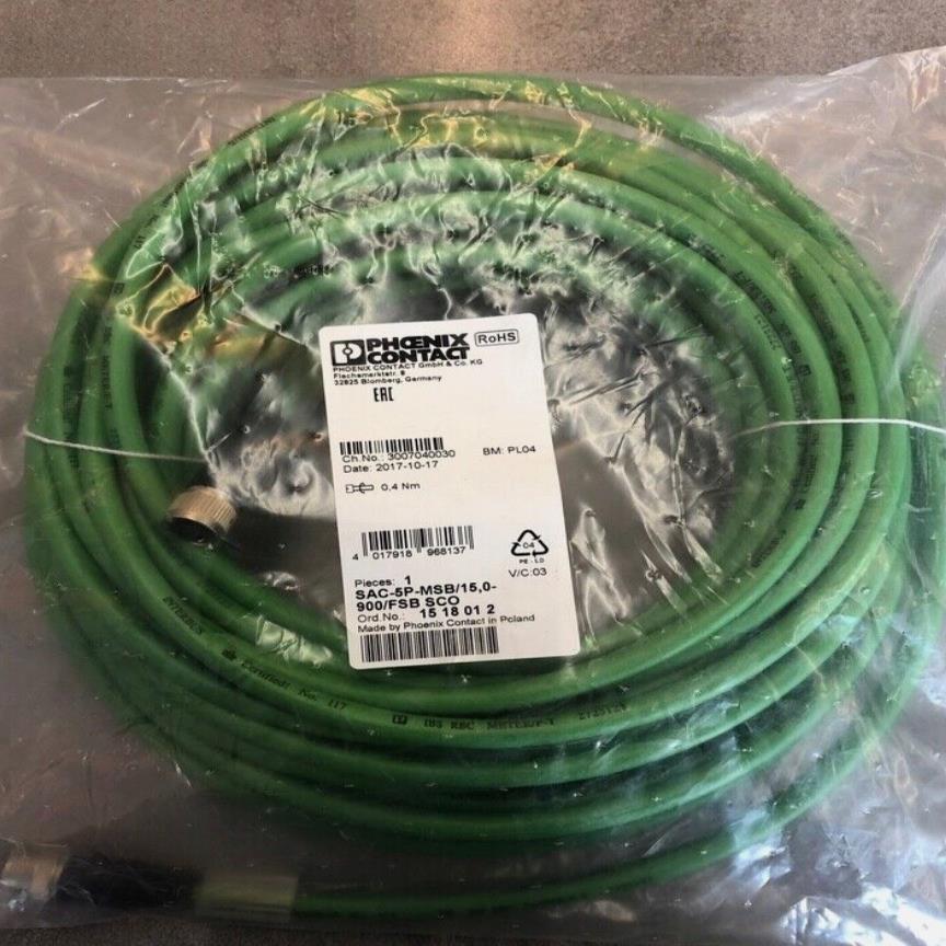 菲尼克斯原装线缆，连接器1517990 SAC-5P-MSB
