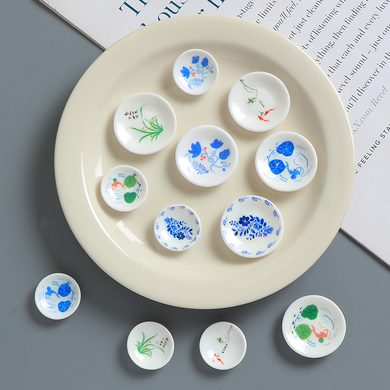 复古仿真青花瓷餐盘子diy手工