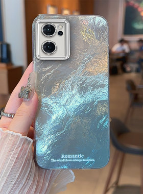 适用opporeno7/8渐变蓝reno5/6冰川纹reno10/11pro带镜头膜a55/a58手机壳a93s/a96新款a72/r17高级感a53/s56
