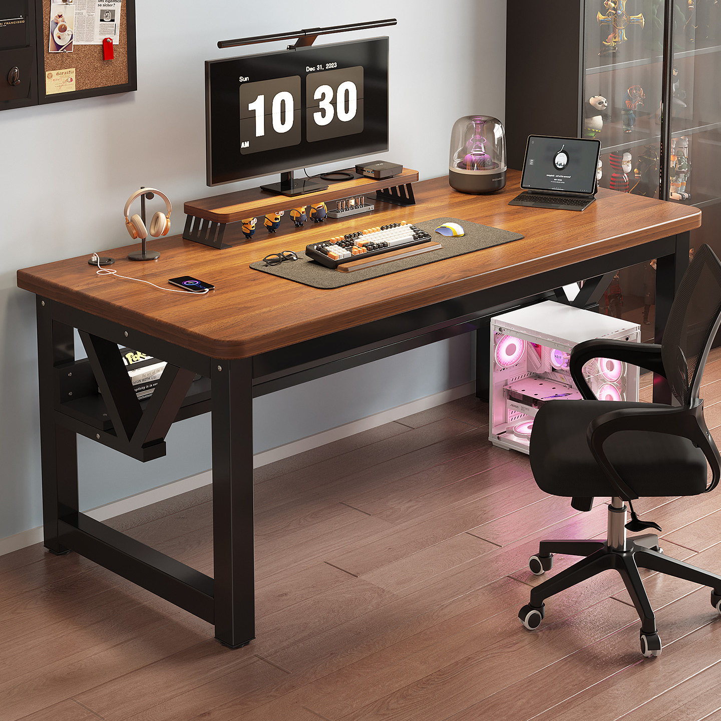 实木电脑桌台式家用小型工作台办公桌游戏电竞桌卧室简易学习书桌