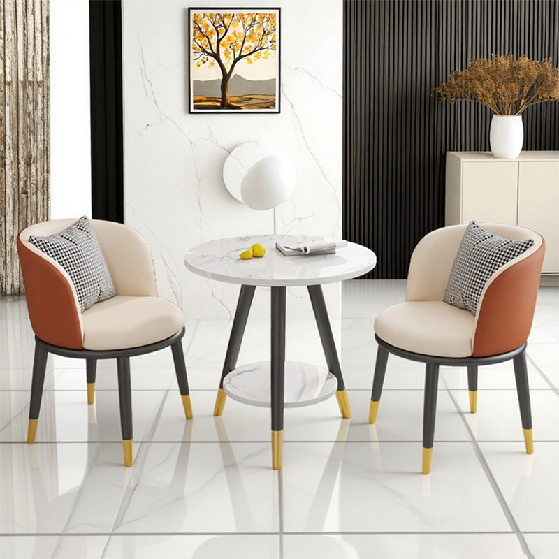 休闲小桌椅时尚简约双层圆桌椅组合洽谈桌椅甜品店餐桌椅一桌两椅
