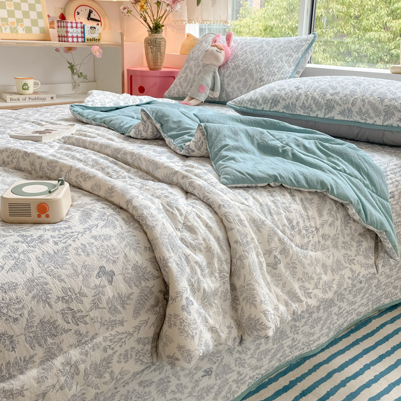 2025A类双层纱夏被可水洗空调被夏凉被空调被可机洗纯棉全棉薄被