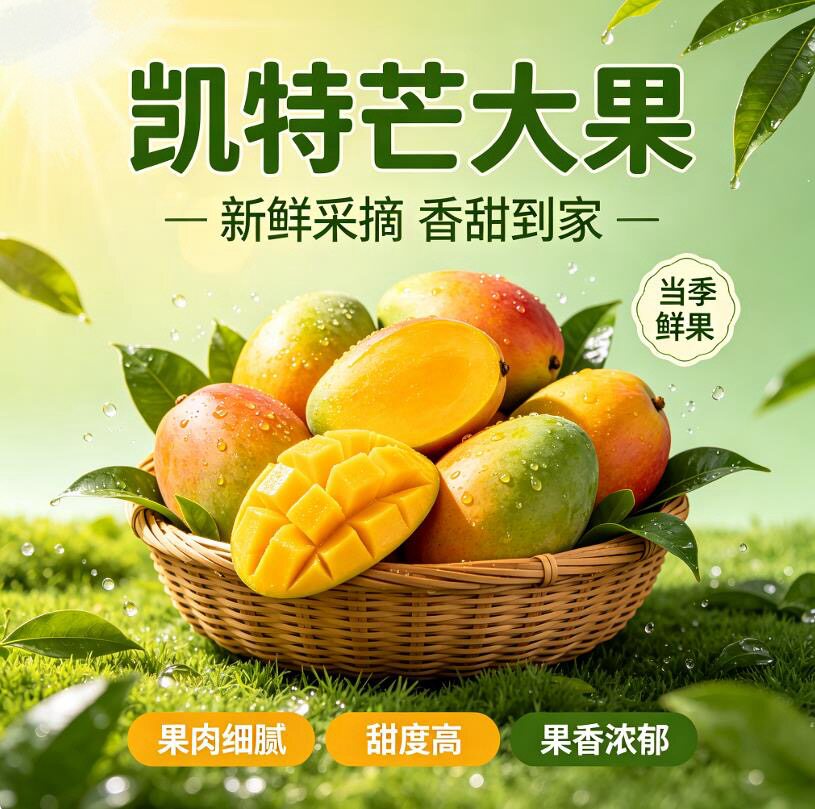 凯特芒果四川攀枝花新鲜现摘大水果香甜多汁