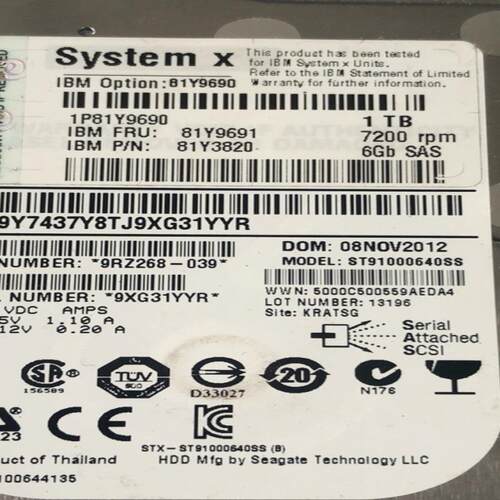 IBM 1ＴSAS  7200 6GB
