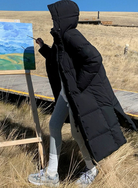 凸乆鸟CV家长款羽绒服女过膝超长2025年新款冬季加厚宽松情侣外套