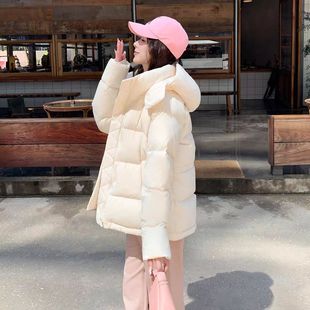 谷纪五格羽绒服女短款2025新款冬加厚连帽宽松收腰小个子泡芙外套