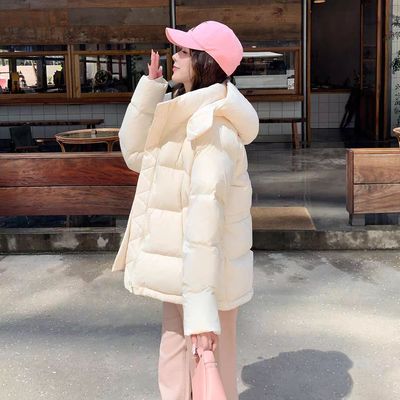 谷纪五格羽绒服女短款2025新款冬加厚连帽宽松收腰小个子泡芙外套