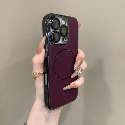 自带镜头膜新款皮纹适用苹果16promax手机壳iPhone15pro高级感14plus轻奢电镀超薄13磁吸充电12简约11防摔套