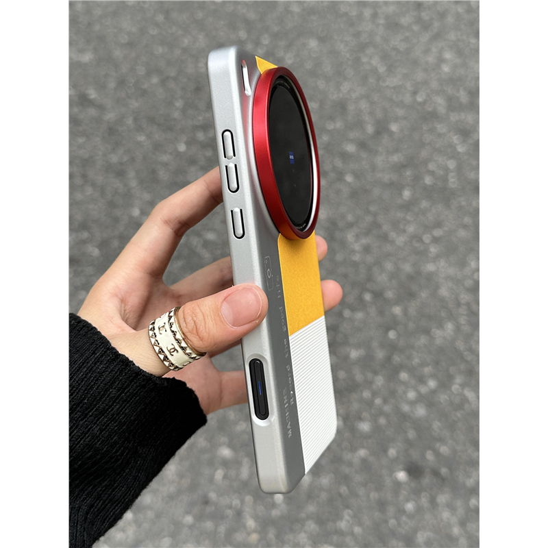 秒变相机个性条纹撞色拼接高级感奢华适用vivoX200Ultra手机壳x8s+金属红圈时尚x200s华为mate70/60pro+/P70