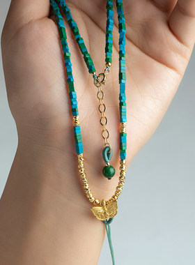 天然凤凰石珠链挂绳高档锁骨链