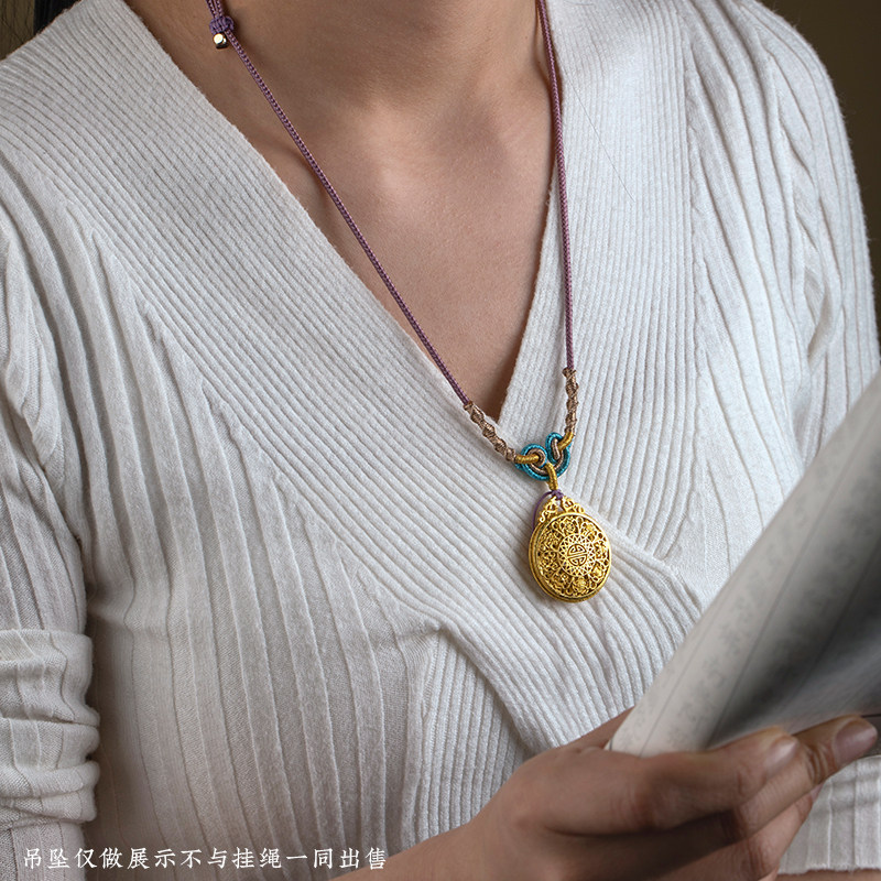手工精编如意结项链挂绳八宝罗盘黄金蜜蜡无事牌吊坠绳子男女情侣