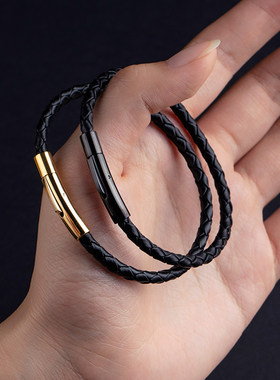 皮绳手链DIY可穿3D硬金替换手绳