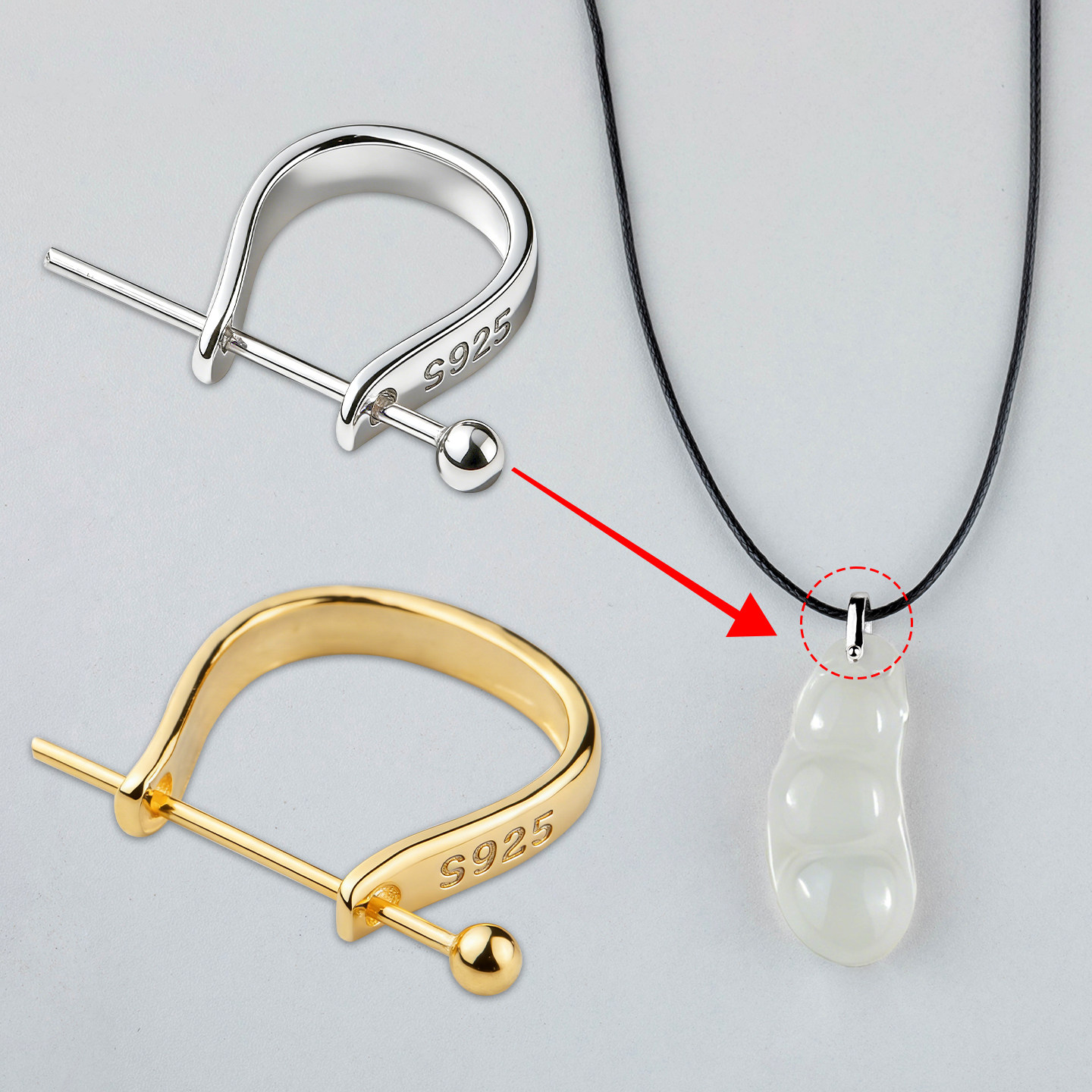 925纯银项链扣子接头连接扣夹扣配件翡翠玉扣瓜子扣吊坠扣头卡扣,饰品/流行首饰/时尚饰品新,扣,淘宝优惠券,粉丝福利购,淘宝优惠卷