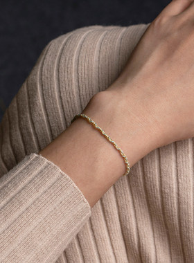 手工编织手链14k包金珠链