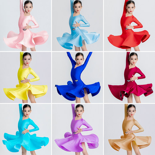 拉丁舞服比赛服女儿童新款大摆裙