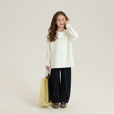 Yumi妈儿童冬装加绒字母长袖T恤