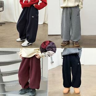 25M115 男女童拼接奥粒绒卫裤 Yumi妈儿童冬款 潮童运动加厚刺绣长裤
