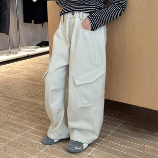 裤 女童休闲时髦加绒工装 25H063 儿童侧边口袋休闲裤 Yumi妈冬季