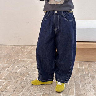 子25G032 男女童休闲牛仔裤 Yumi妈儿童冬季 环保防褪色加绒牛仔裤