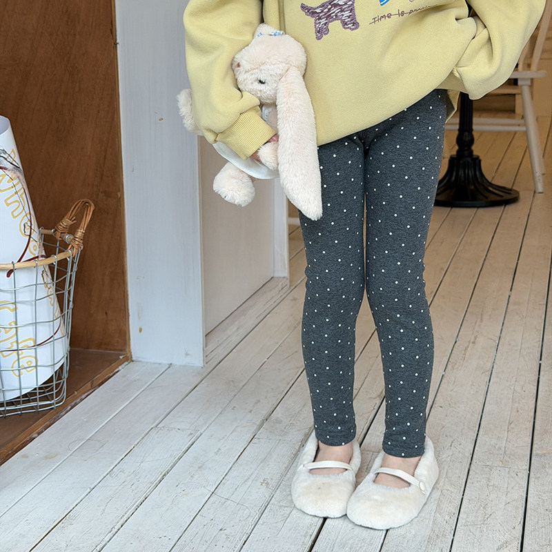 Yumi妈女童韩版小圆点修身裤子潮甜美加厚加绒波点打底裤25K053,童装/婴儿装/亲子装,裤子,淘宝优惠券,粉丝福利购,淘宝优惠卷