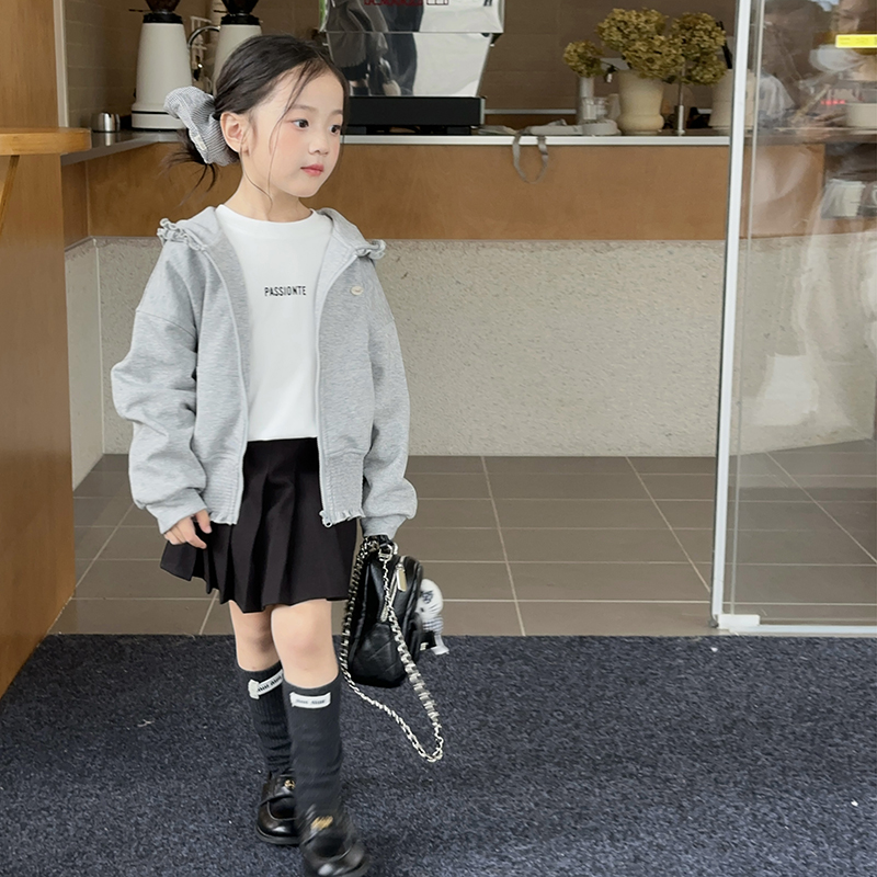 中大小女童韩版甜美花边卫衣外套
