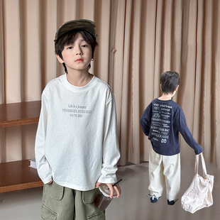 Yumi妈男童秋装 T恤25F116 百搭字母上衣雪花棉舒适宽松长袖