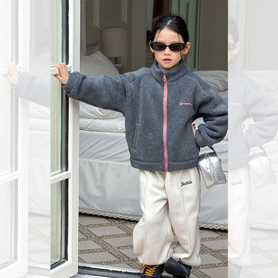 Yumi妈儿童双面绒保暖摇粒绒保暖立领外套25M063