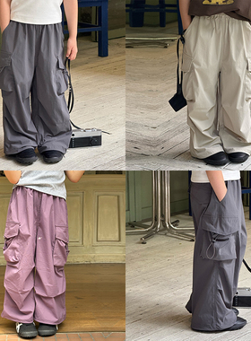 Yumi妈儿童口袋工装裤男女童抗皱耐磨防水户外速干长裤25C002