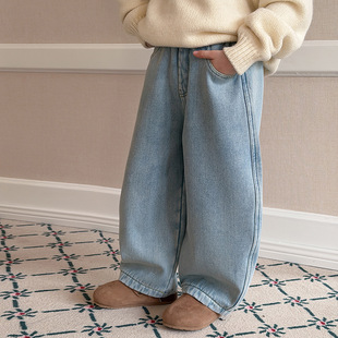 儿童加厚复合180g奥粒绒复古弯刀牛仔裤 88折上新 25K072 冬装