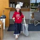 Yumi妈女童秋装 宽松刺绣企鹅字母卫衣25F021 休闲上衣儿童韩版