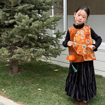 Yumi妈冬季女童中式改良马甲