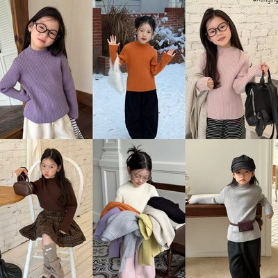 Yumi妈男女儿童纯色休闲毛衣