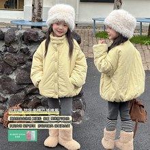 Yumi妈女童冬季韩系棉衣儿童宽松保暖防风立领夹棉棉服外套25H020