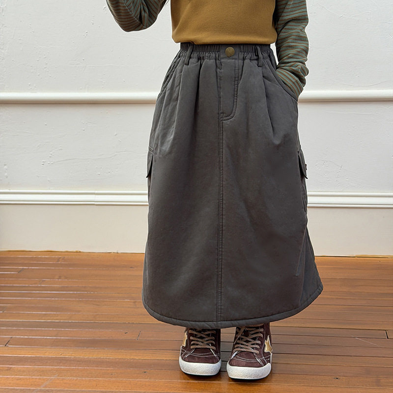 Yumi妈女童中长款半身裙潮2025冬季新款儿童保暖加厚工装裙25H019,童装/婴儿装/亲子装,半身裙,淘宝优惠券,粉丝福利购,淘宝优惠卷