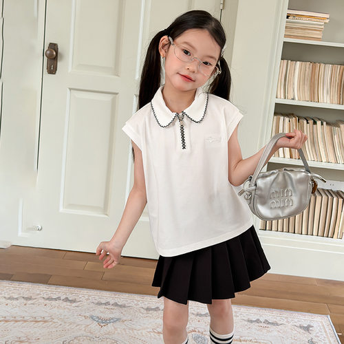女童夏装学院风POLO衫亲肤透气