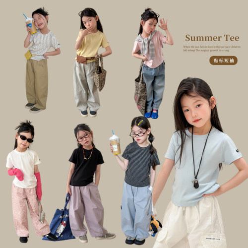 女童夏款韩版字母短袖T恤