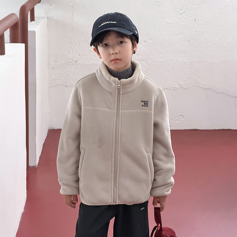 Yumi妈冬季新款儿童加厚毛绒上衣