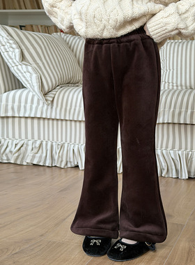 Yumi妈女童宝宝韩版加绒喇叭裤冬季儿童时尚保暖休闲裤子25M144