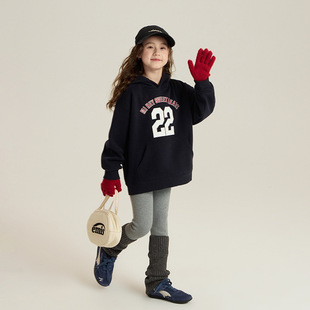 25H082 加绒宝宝连帽加厚儿童上衣冬季 Yumi妈女童卫衣秋冬秋装 童装