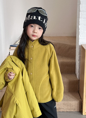 清仓儿童冬季女童双面细绒贴肤不扎立领防风毛绒外套潮25H114