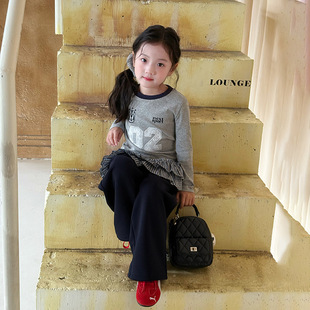 T恤字母打底衫 辣妹风上衣儿童长袖 25F063 修身 Yumi妈女童秋装