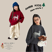 卫衣女童宝宝小马圆领套头衫 Yumi妈儿童冬季 马年氛围感时尚 25M033